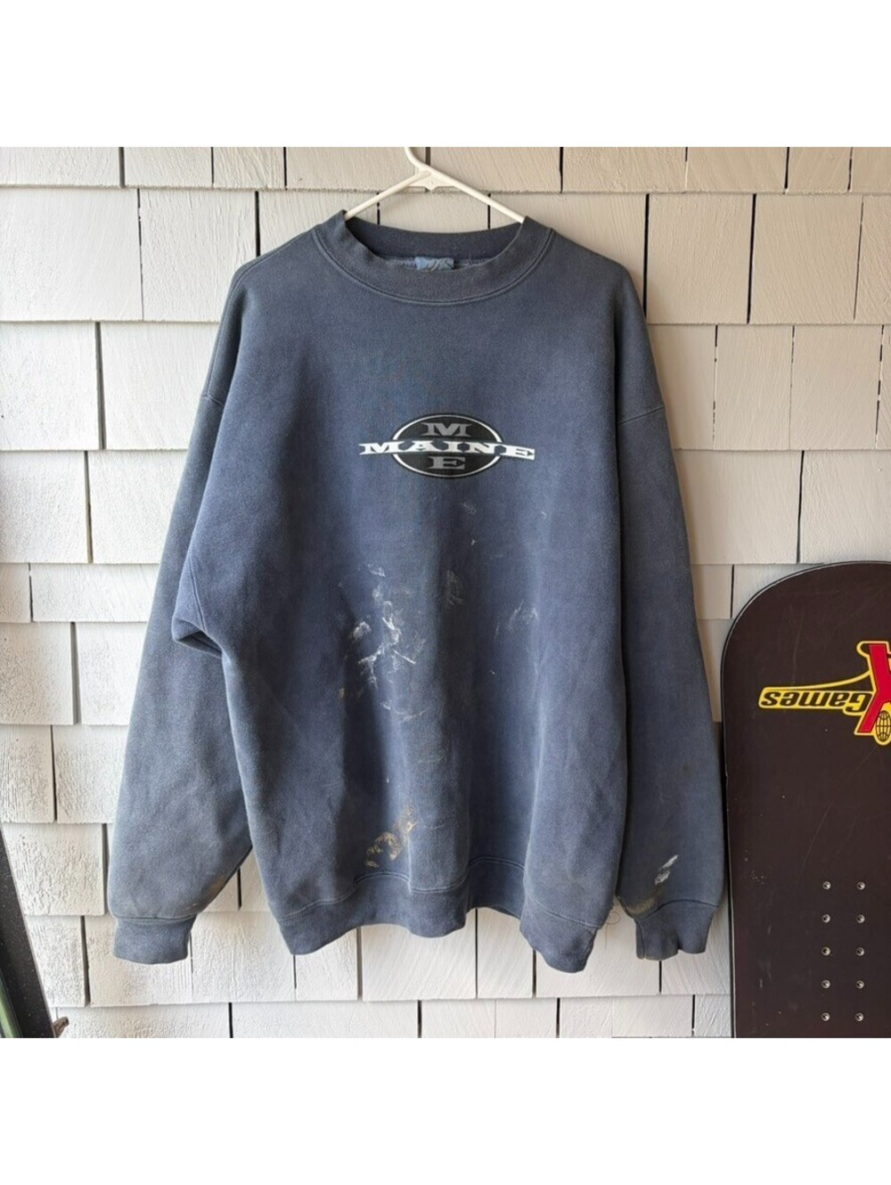 Vintage Painted Maine Crewneck Sweatshirt Mens 2XL Faded Blue Made in USA